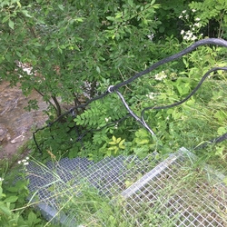 Wrought iron staircase with railing made to enter the river