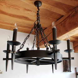 Historical side-wall six-candles lighting ANTIK - a wrought iron indoor chandelier with historical design