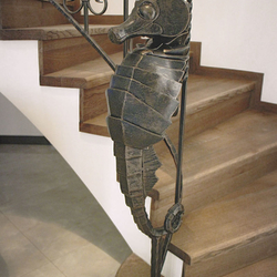 Ručne kovaný morský koník - detail umeleckého zábradlia vykovaného v ateliéri kováčskeho umenia UKOVMI Ručne kovaný morský koník - detail umeleckého zábradlia vykovaného v ateliéri kováčskeho umenia UKOVMI