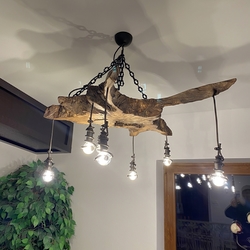 Adesigner vintage chandelier made from oak wood  Apendant lighting
