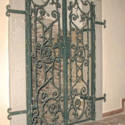 A historic wrought iron grille