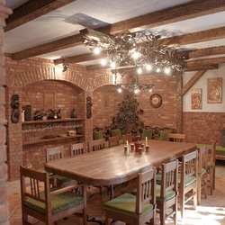 A wrought iron chandelier and accessories for a wine cellar