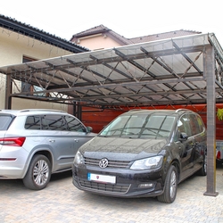 Wrought iron carport near the family house