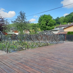 Artistic hand-forged railing on a bridge near a family home in the Czech Republic